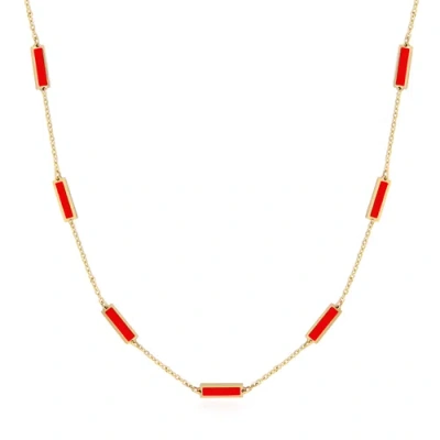 The Lovery Fine Jewelry Coral Bar Chain Necklace In Orange