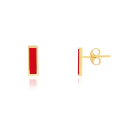 The Lovery Fine Jewelry Coral Bar Stud Earrings In Orange