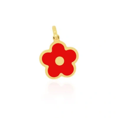 The Lovery Fine Jewelry Coral Cherry Blossom Charm In Orange