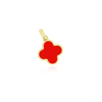 The Lovery Fine Jewelry Coral Clover Charm In Orange