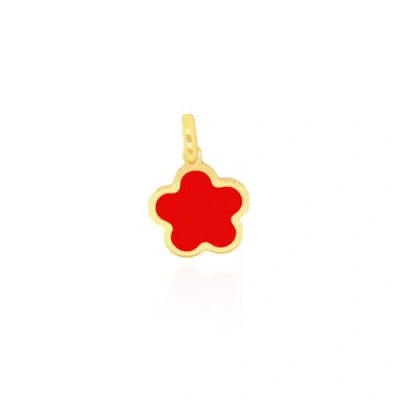 The Lovery Fine Jewelry Coral Flower Charm In Orange