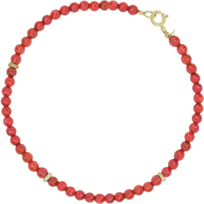 The Lovery Fine Jewelry Coral Round Bead Bracelet In Orange