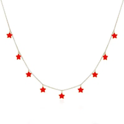 The Lovery Fine Jewelry Coral Star Dangle Necklace In Orange