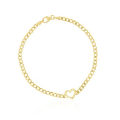 The Lovery Fine Jewelry Curb Heart Bracelet In Gold