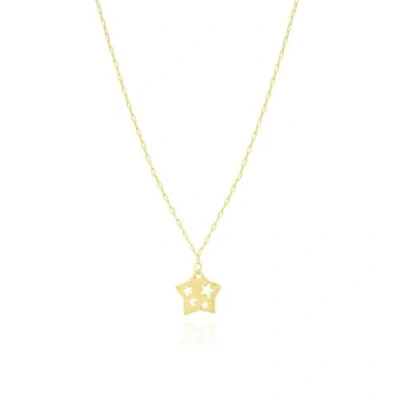 The Lovery Fine Jewelry Cutout Star Link Necklace In Gold