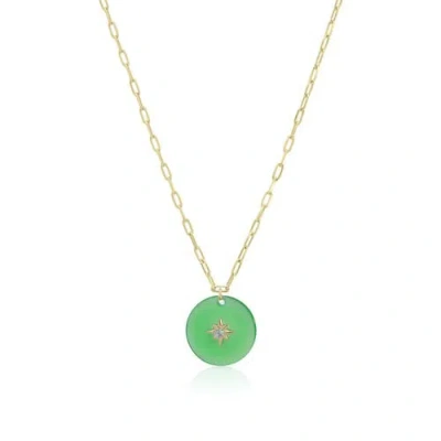 The Lovery Fine Jewelry Cz Jade Starburst Disc Necklace