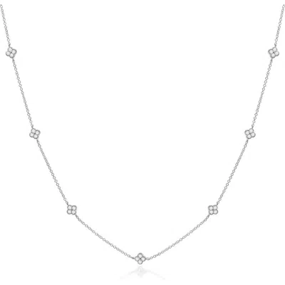 The Lovery Fine Jewelry Diamond Clover Station Necklace In Gold