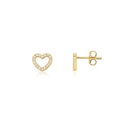 The Lovery Fine Jewelry Diamond Cut Out Heart Stud Earrings In Gold