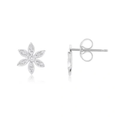 The Lovery Fine Jewelry Diamond Flower Stud Earrings In Metallic