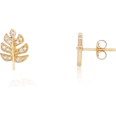 The Lovery Fine Jewelry Diamond Leaf Stud Earrings In Gold