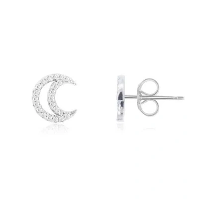 The Lovery Fine Jewelry Diamond Open Moon Stud Earrings In Metallic