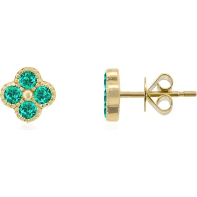 The Lovery Fine Jewelry Emerald Clover Stud Earrings In Green