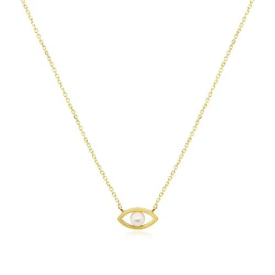 The Lovery Fine Jewelry Evil Eye Pearl Necklace In Gold