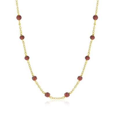 The Lovery Fine Jewelry Garnet Bead Chain Necklace In Burgundy