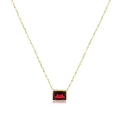 The Lovery Fine Jewelry Garnet Emerald Cut Single Bezel Necklace In Burgundy