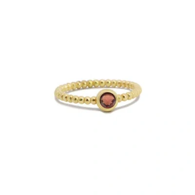 The Lovery Fine Jewelry Gold Beaded Garnet Ring