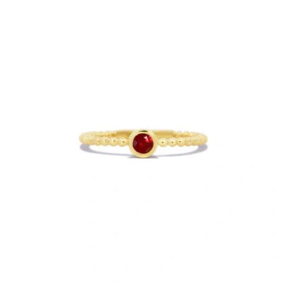 The Lovery Fine Jewelry Gold Beaded Ruby Ring In Red