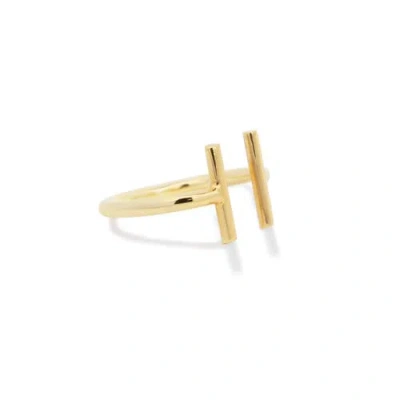 The Lovery Fine Jewelry Golden Bar Ring In Blue