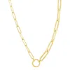 The Lovery Fine Jewelry Half & Half Paperclip Charm Holder Chain Necklace In Gold