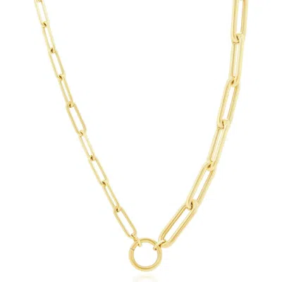The Lovery Fine Jewelry Half & Half Paperclip Charm Holder Chain Necklace In Gold