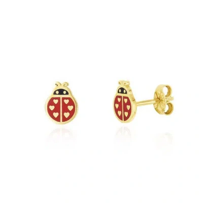 The Lovery Fine Jewelry Ladybug Enamel Stud Earrings In Red
