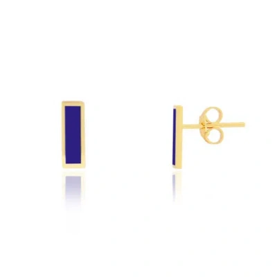 The Lovery Fine Jewelry Lapis Bar Stud Earrings In Blue