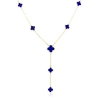 The Lovery Fine Jewelry Lapis Clover Station Lariat Necklace In Blue