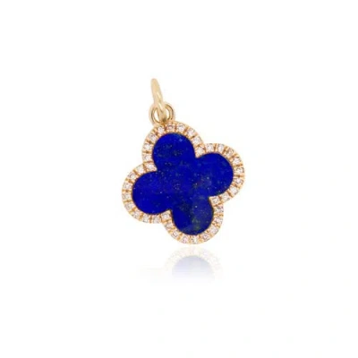 The Lovery Fine Jewelry Lapis Diamond Clover Charm In Blue