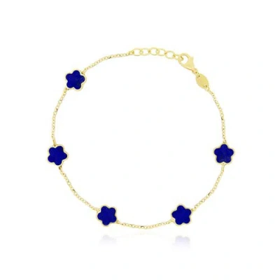 The Lovery Fine Jewelry Lapis Flower Bracelet In Blue