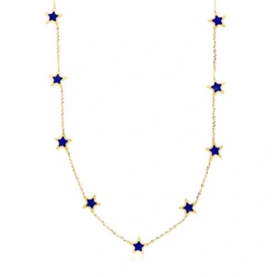 The Lovery Fine Jewelry Lapis Star Station Necklace In Blue