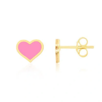 The Lovery Fine Jewelry Large Bubblegum Pink Heart Stud Earrings