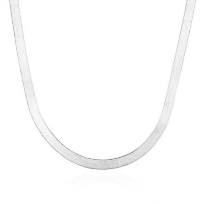 The Lovery Fine Jewelry Large Herringbone Necklace In Metallic