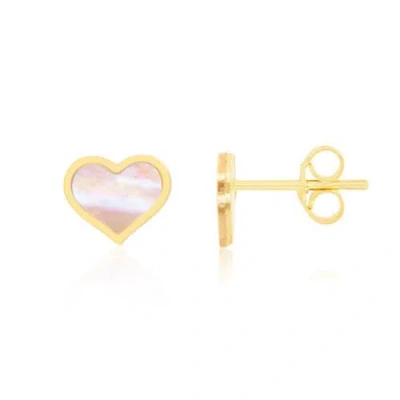 The Lovery Fine Jewelry Large Mother Of Pearl Heart Stud Earrings In Gold