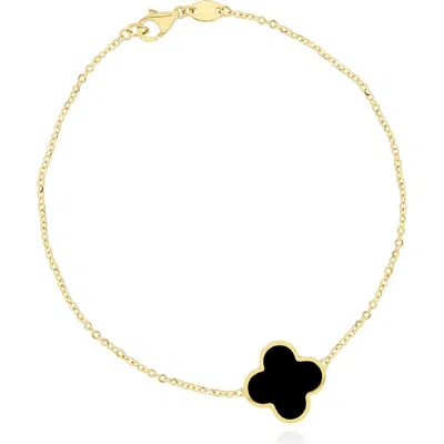 The Lovery Fine Jewelry Large Onyx Single Clover Bracelet In Black