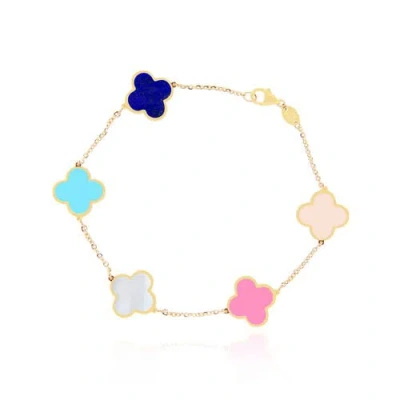 The Lovery Fine Jewelry Large Pastel Mixed Clover Bracelet