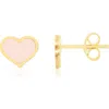 The Lovery Fine Jewelry Large Pink Pearl Heart Stud Earrings In Pink