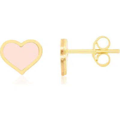The Lovery Fine Jewelry Large Pink Pearl Heart Stud Earrings