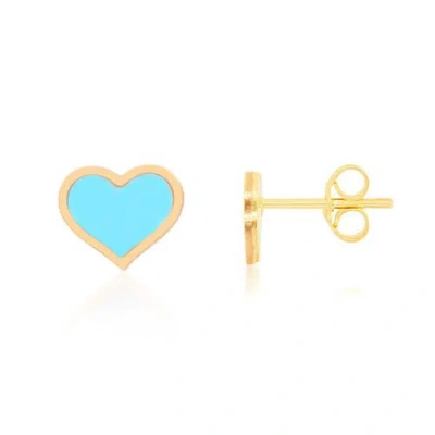 The Lovery Fine Jewelry Large Turquoise Heart Stud Earrings In Gold