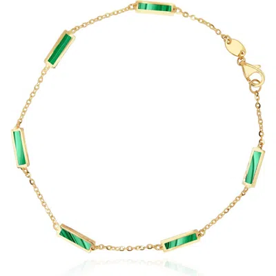 The Lovery Fine Jewelry Malachite Bar Chain Bracelet In Green