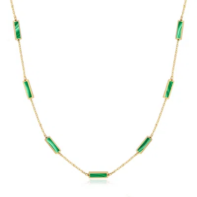 The Lovery Fine Jewelry Malachite Bar Chain Necklace In Green