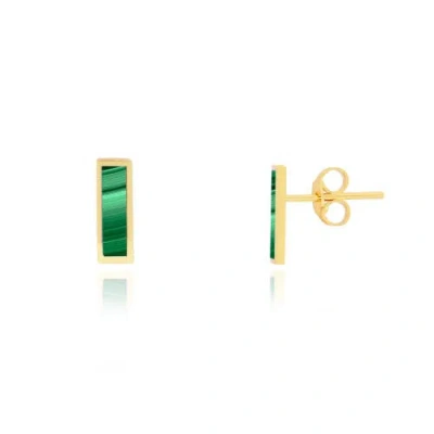 The Lovery Fine Jewelry Malachite Bar Stud Earrings In Green