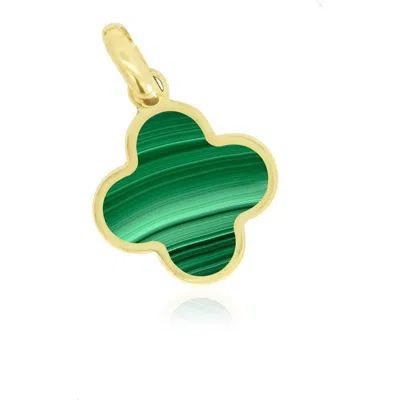 The Lovery Fine Jewelry Malachite Clover Charm In Green