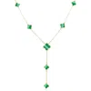 The Lovery Fine Jewelry Malachite Clover Station Lariat Necklace In Green
