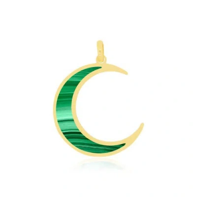 The Lovery Fine Jewelry Malachite Crescent Moon Charm In Green