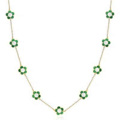 The Lovery Fine Jewelry Malachite Daisy Necklace In Green