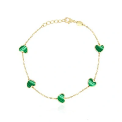 The Lovery Fine Jewelry Malachite Heart Station Bracelet In Green