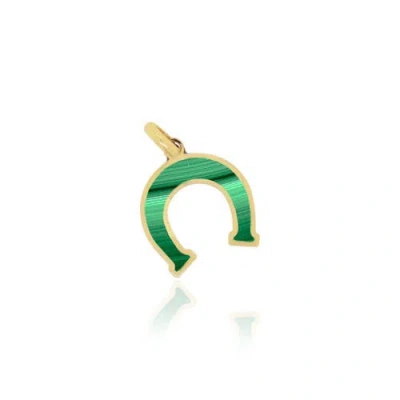The Lovery Fine Jewelry Malachite Horseshoe Charm In Green