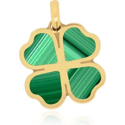 The Lovery Fine Jewelry Malachite Lucky Clover Charm In Green