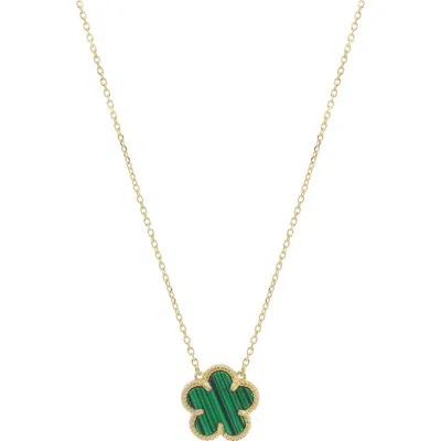 The Lovery Fine Jewelry Malachite Single Spring Flower Necklace In Gold
