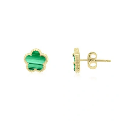 The Lovery Fine Jewelry Malachite Spring Flower Stud Earrings In Green
